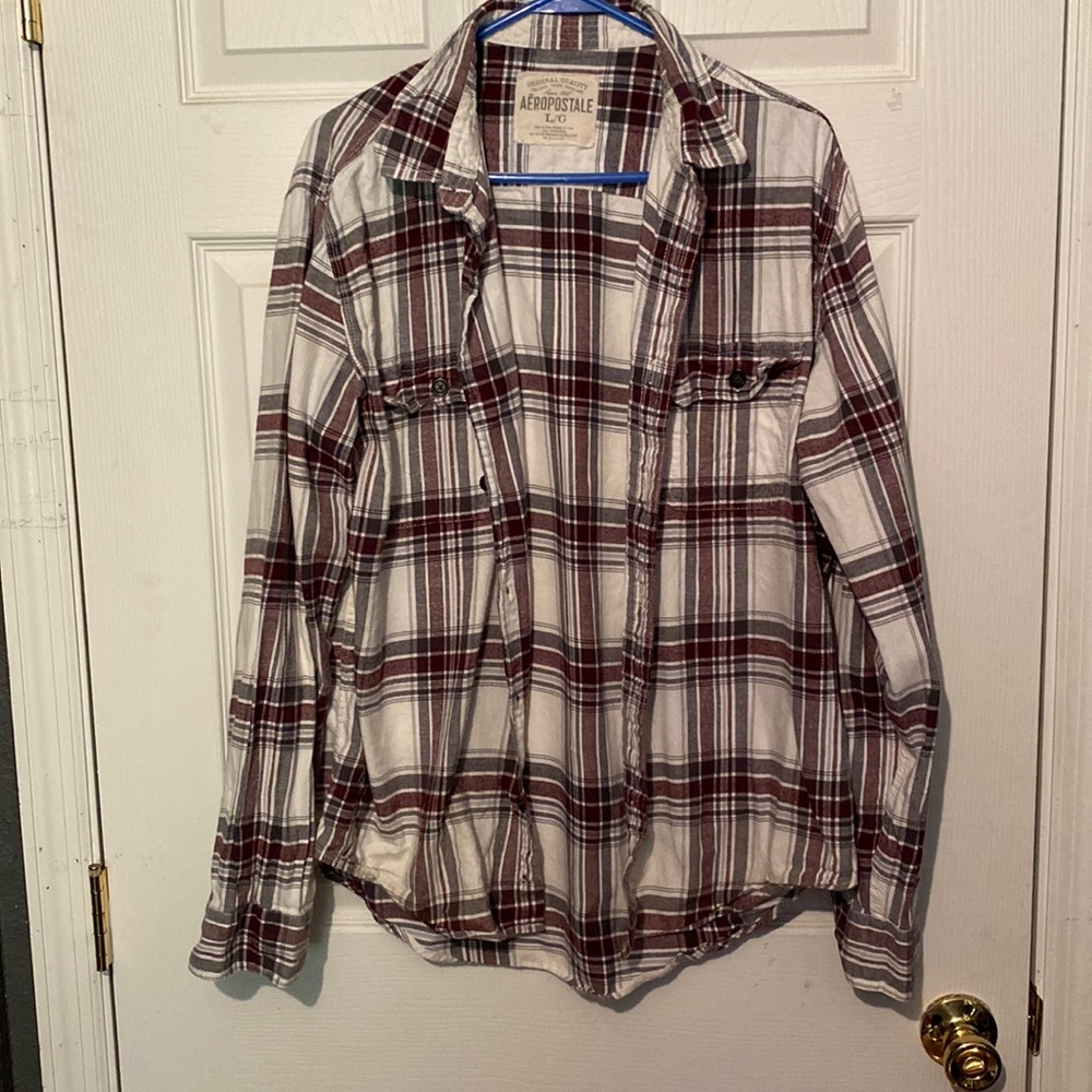 Mens Aeropostale flannel button up shirt size large